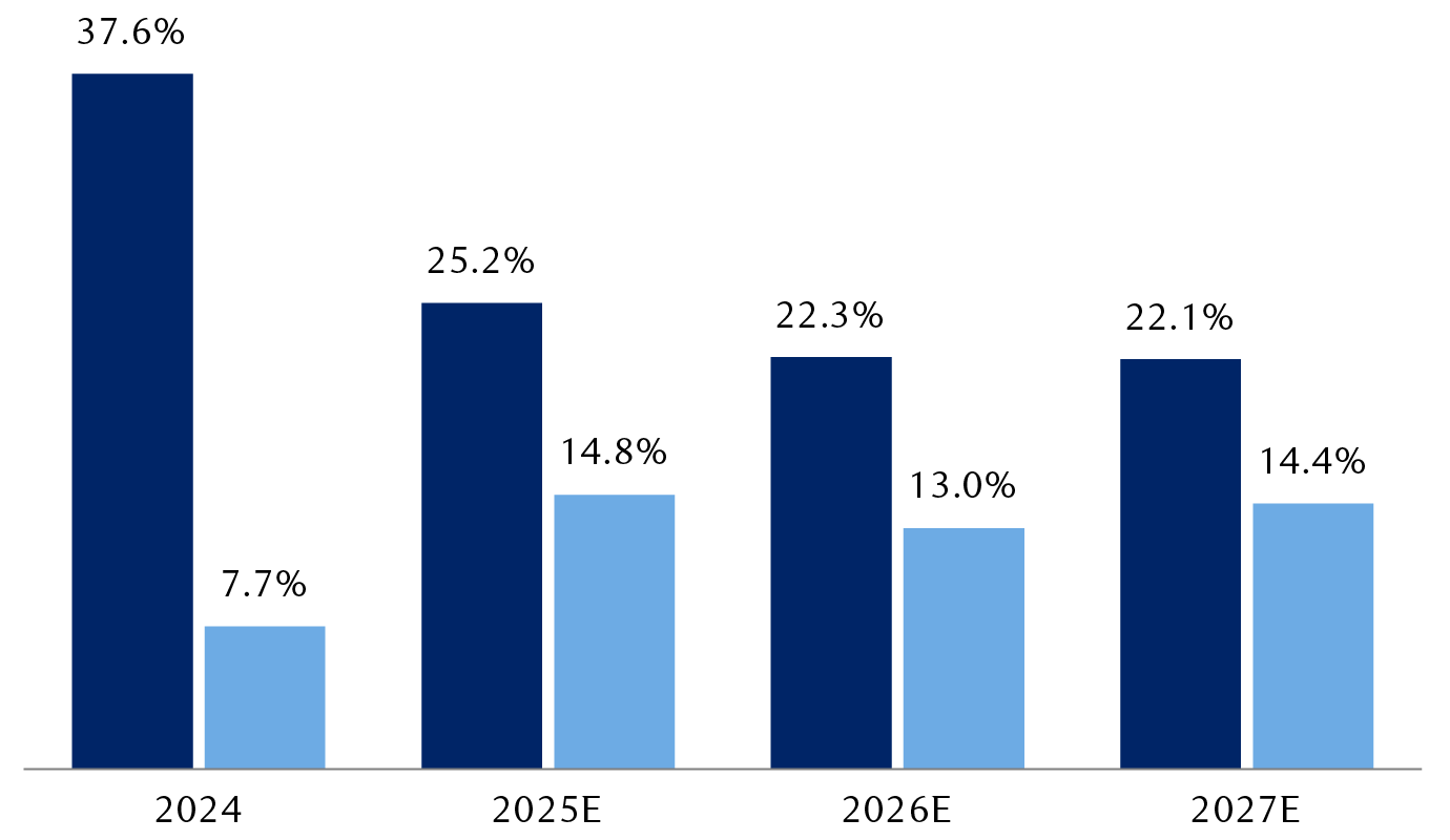 Average annual EPS growth rate of Big Tech companies*