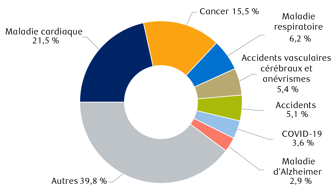 Principales causes de décès chez les Canadiens âgés de 85 ans et plus
      (2023)