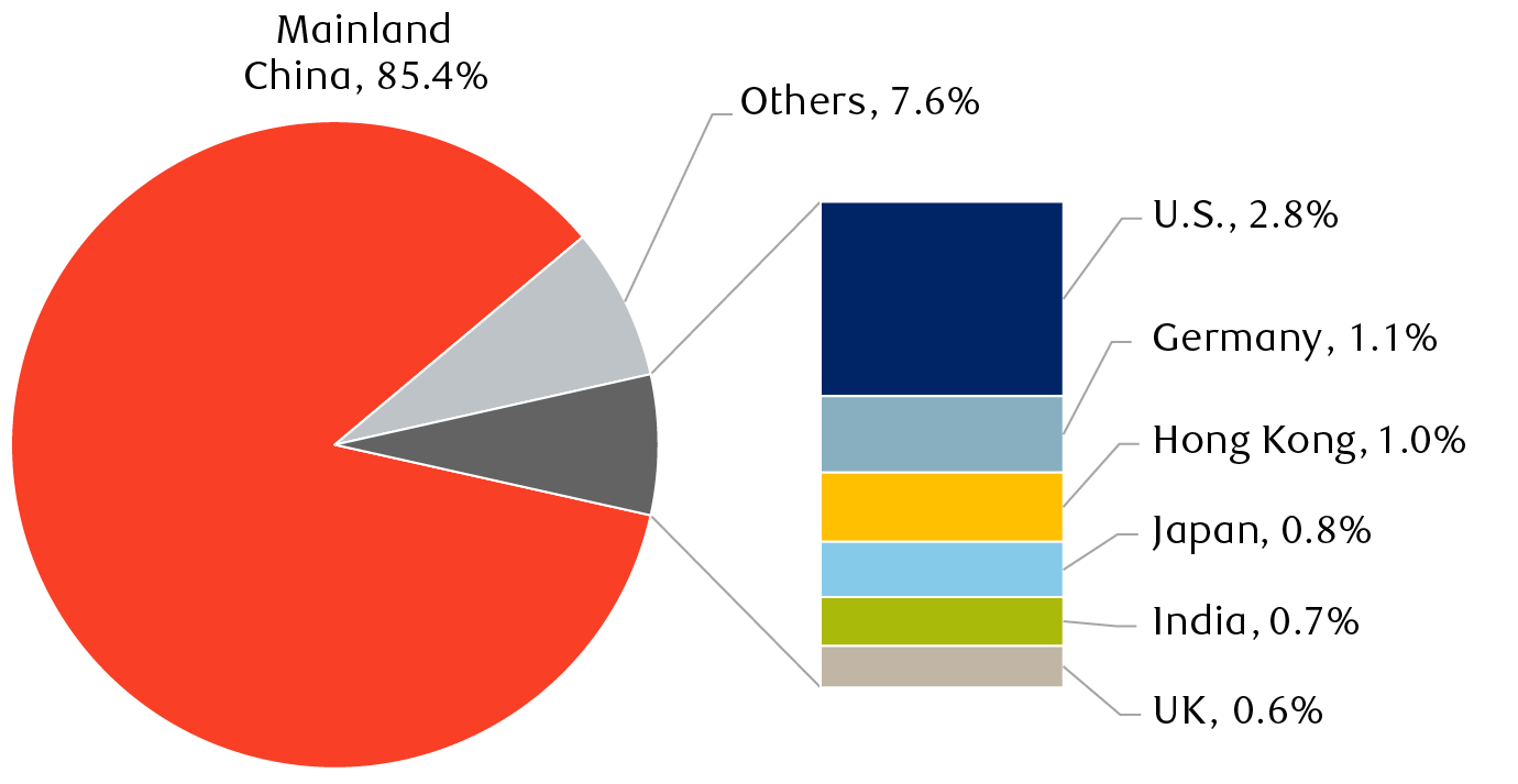 MSCI China revenue breakdown by country