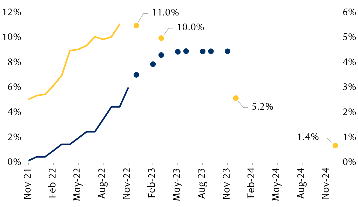 UK Consumer Price Index inflation and Bank Rate