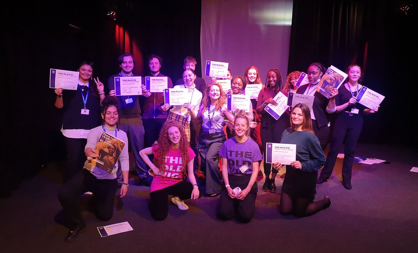 students holding completion certificates Old Vic