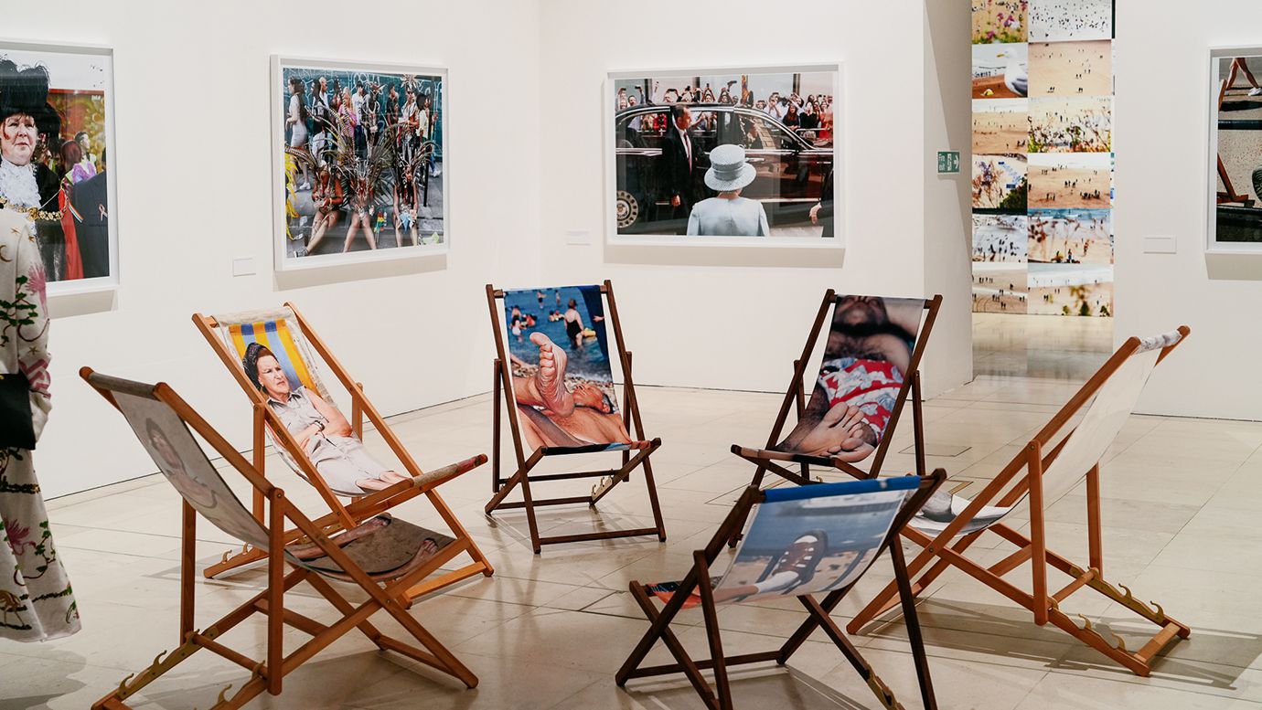 Photo of Martin Parr's deck chair exhibit