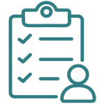 an icon of a clipboard with a list of items checked off