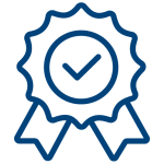an icon of a winning ribbon with a checkmark in the middle