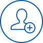 Icon for 'supports estate planning' - an image of a person and a plus symbol