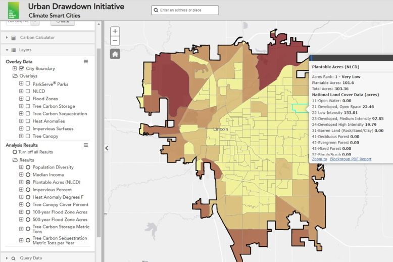 map urban drawdown initiative tech for Nature tpl