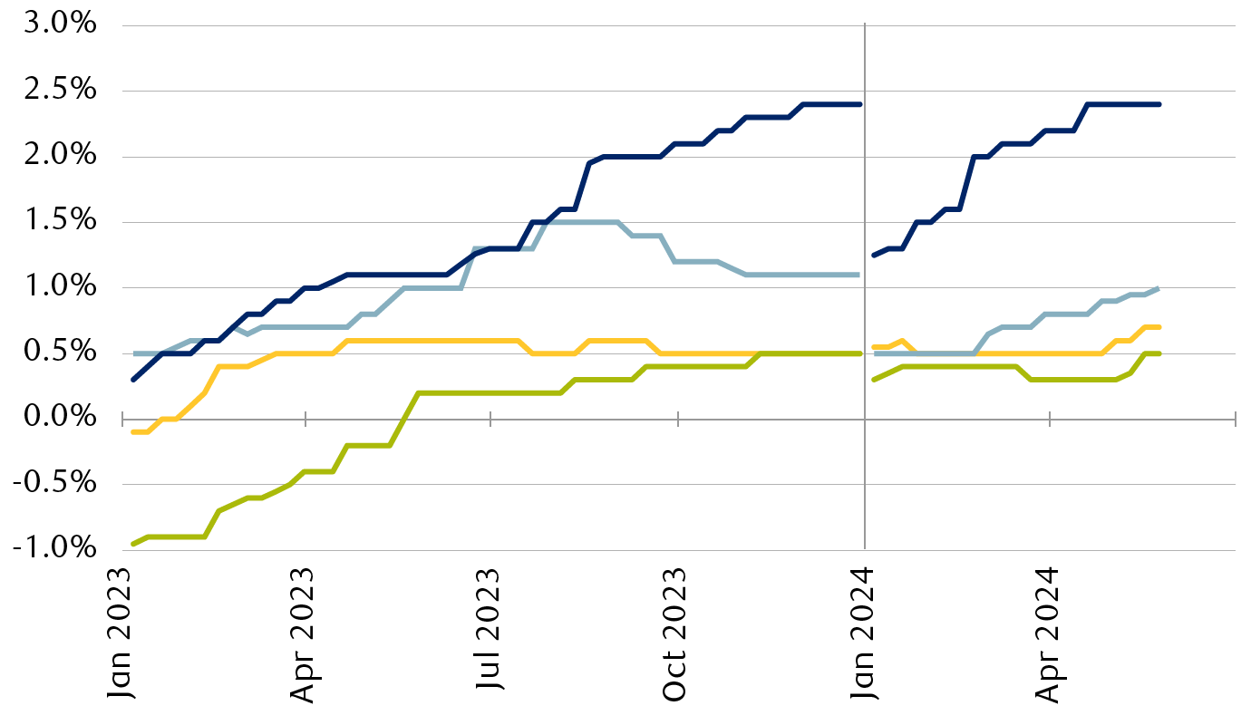 Real GDP forecast revisions (y/y)