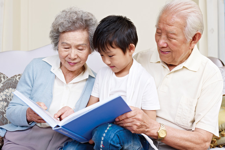 grandparents grandson storytime