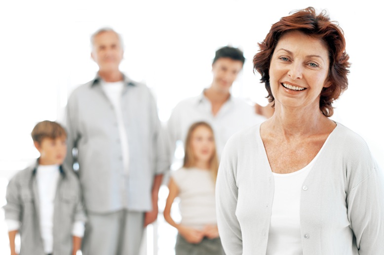 grand mother in front of family