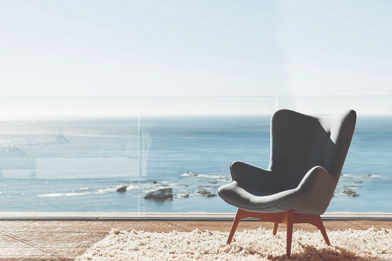 beachfront view balcony with chair